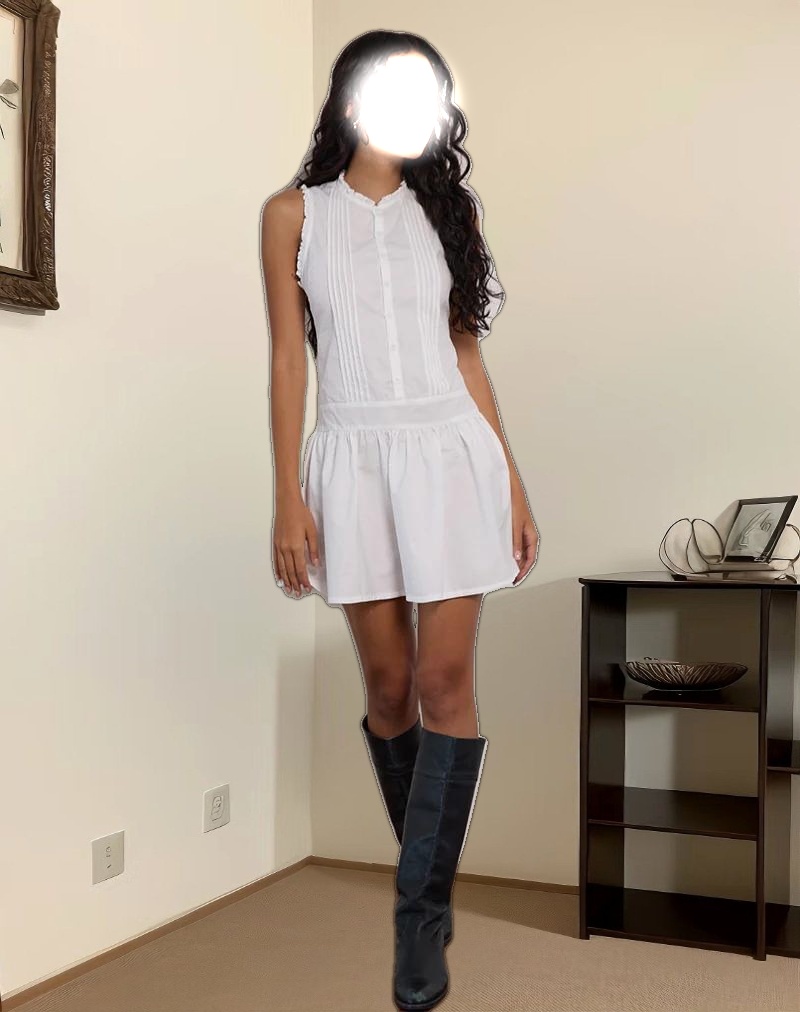 Dayara Mini Dress in Poplin White