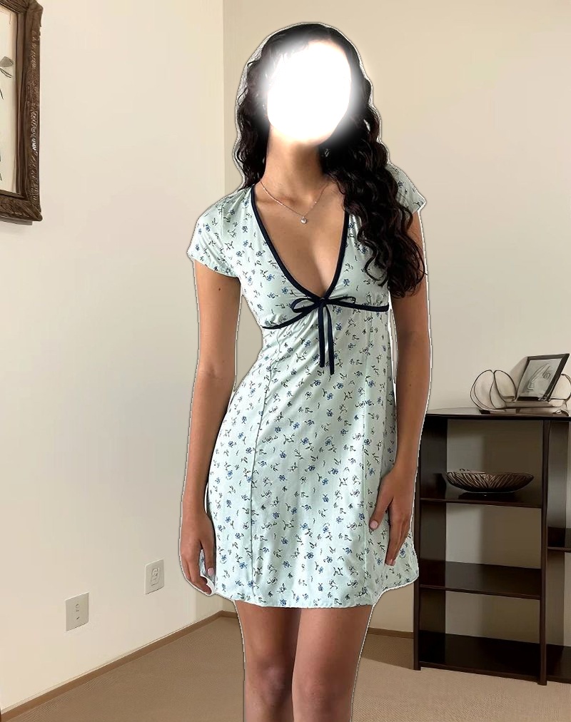 Vaiso Mini Dress in Pretty Petal Green