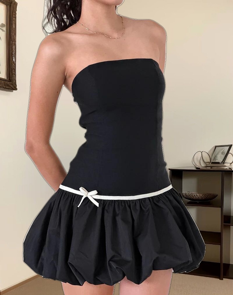 Klaita Puffball Mini Dress in Black