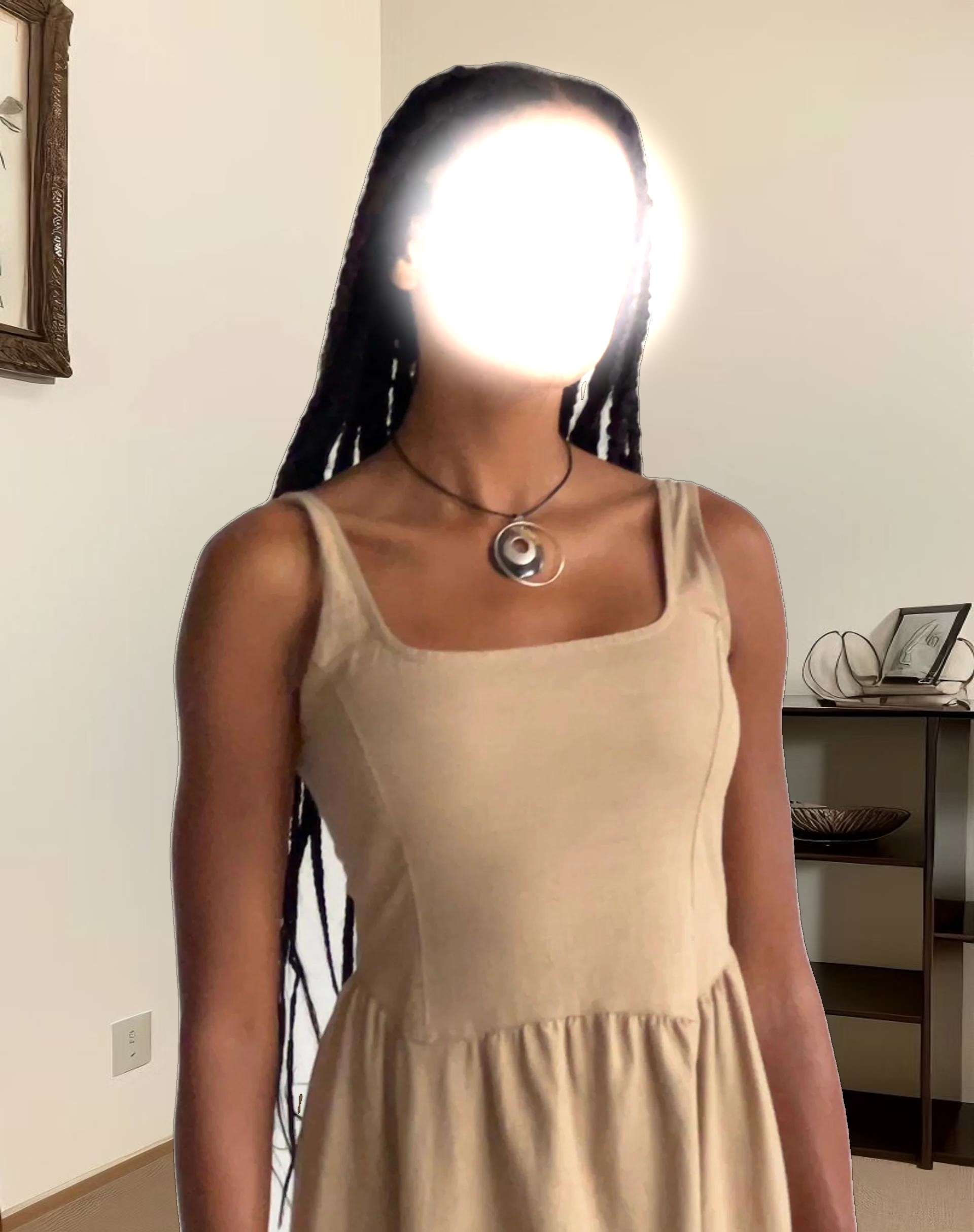 MOTEL X JACQUIE Pelove Drop Waist Midi Dress in Light Taupe