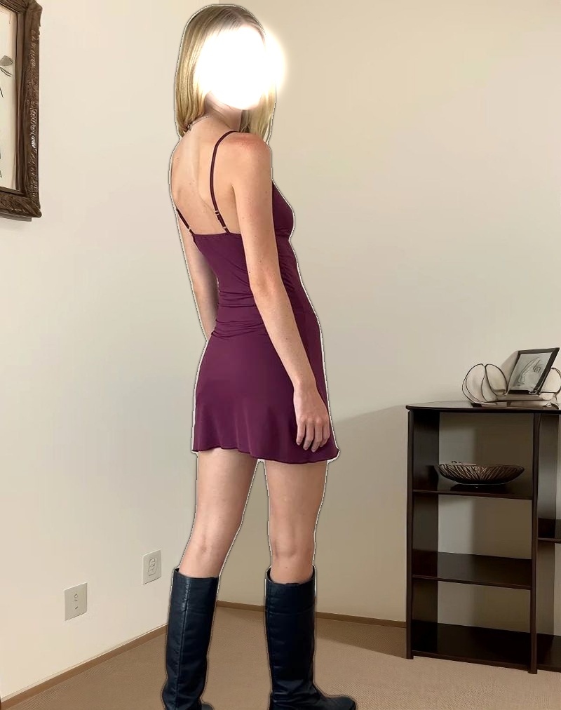 Britney Mini Dress in Smooth Slinky Berry
