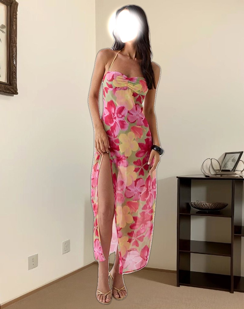 Fasha Maxi Dress in Bold Multi Colour Floral