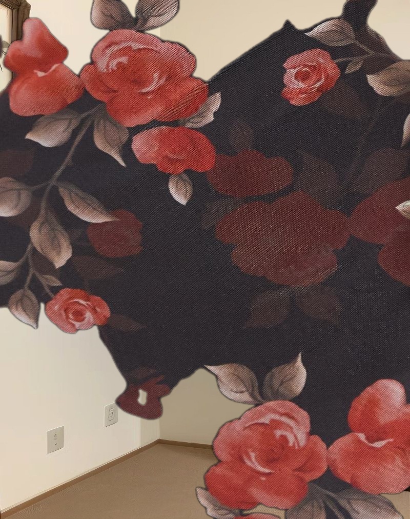 Sevila Long Sleeve Mini Dress in Black Watercolour Rose