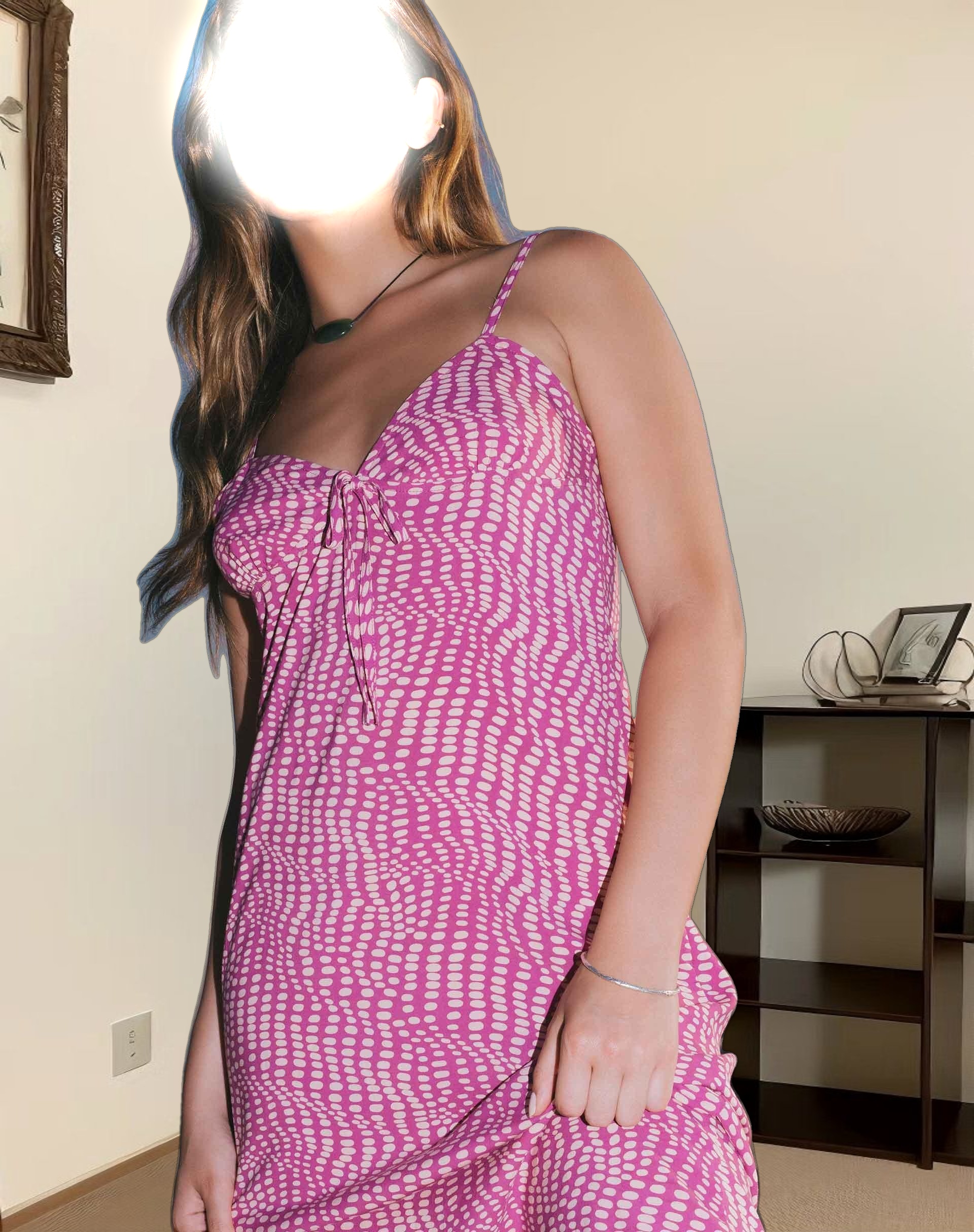 Ronsha Midi Dress in Wavy Polka Purple