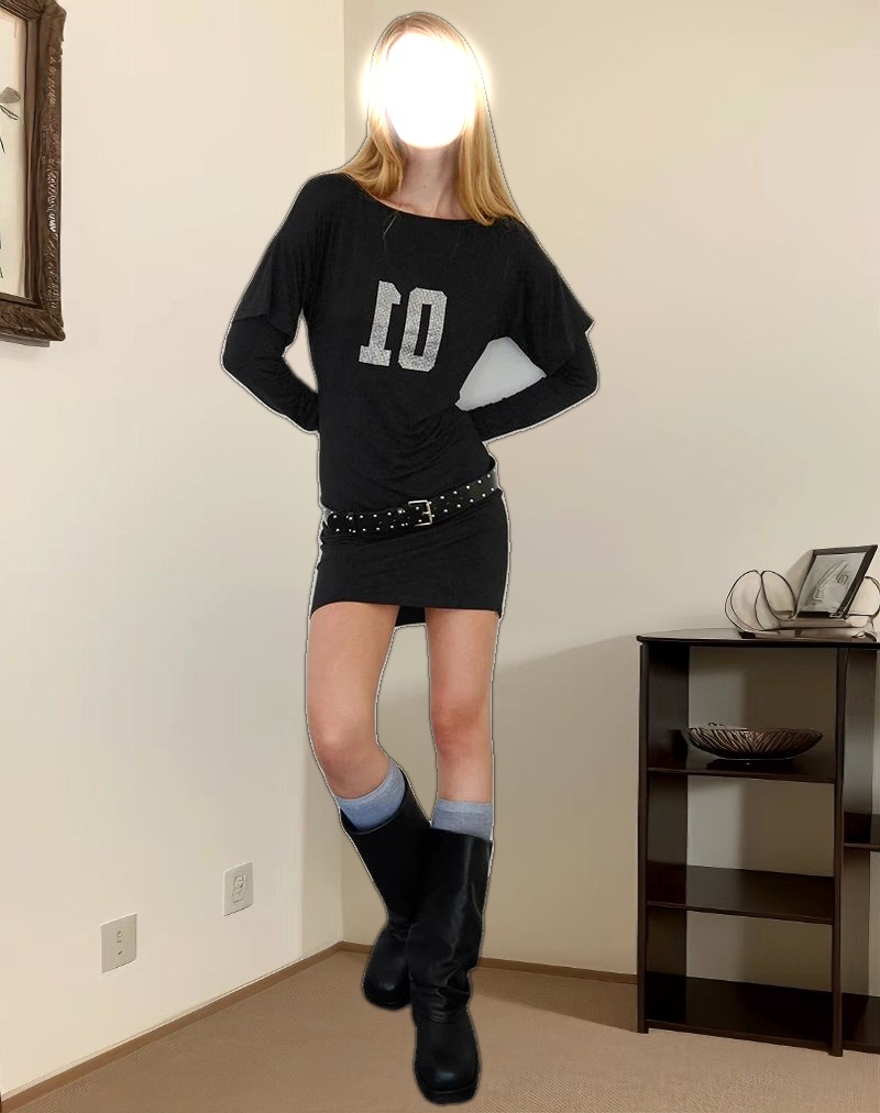 Jionni Sweater Dress in Hotfix Black