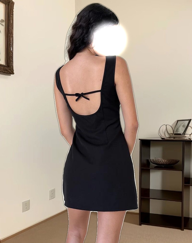 Irinel Bow Back Mini Dress in Black