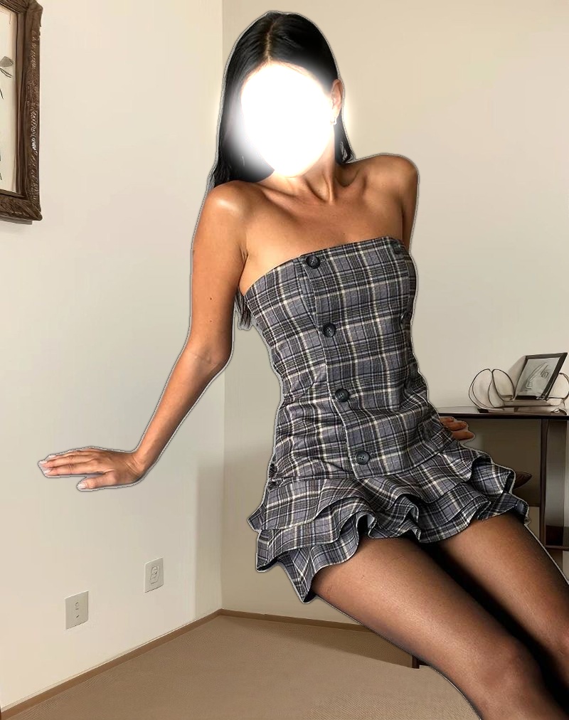 Pramila Mini Dress in Check Tailoring Grey