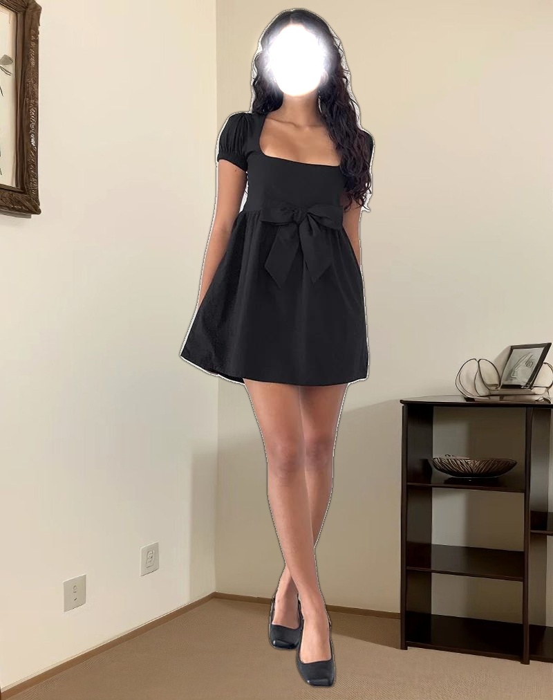 Leshiana Mini Dress in Poplin Black