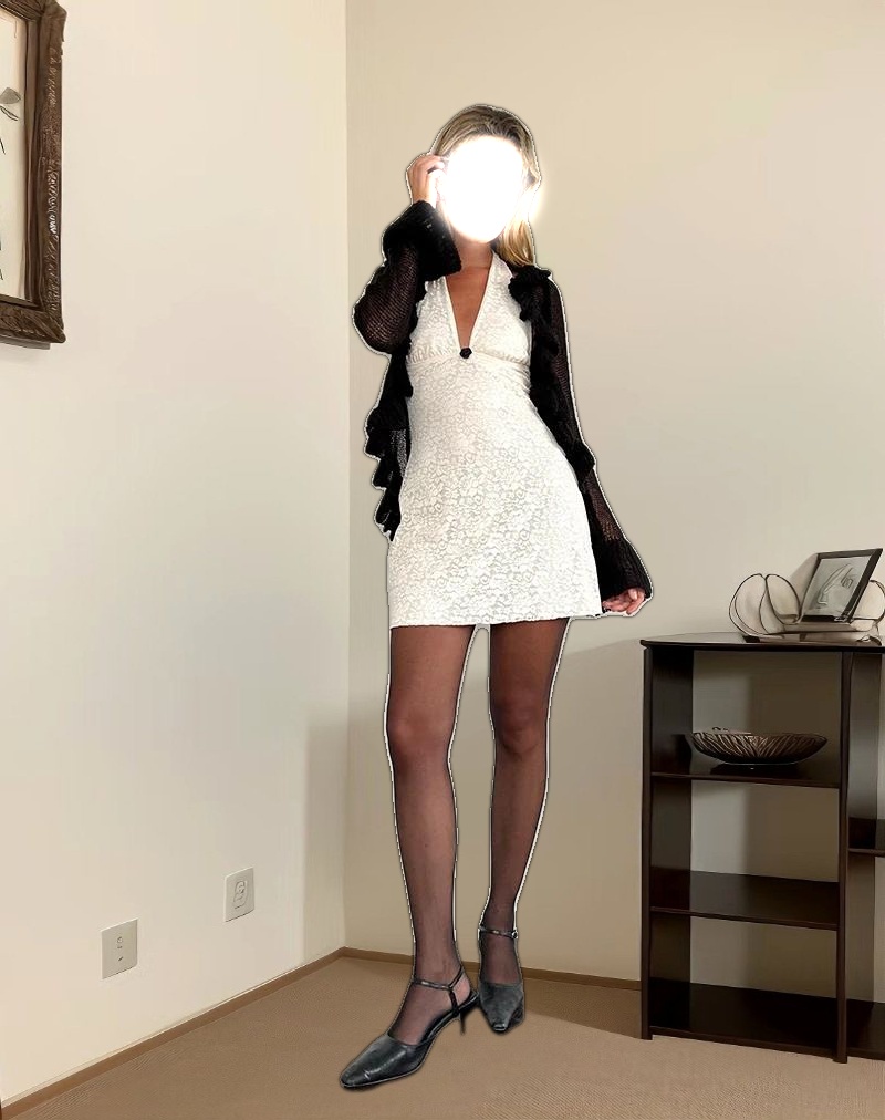 Codami Halter Neck Mini Dress in Rose Lace Ivory