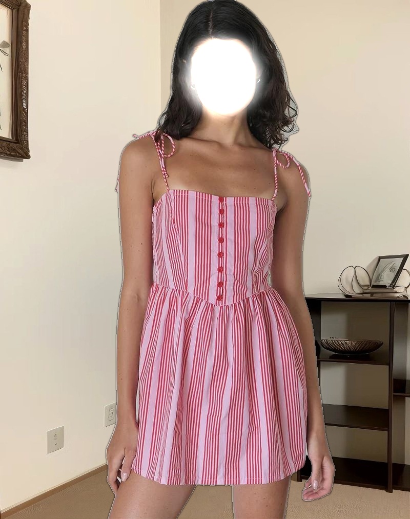 Kesyani Mini Dress in Vertical Pink Stripe