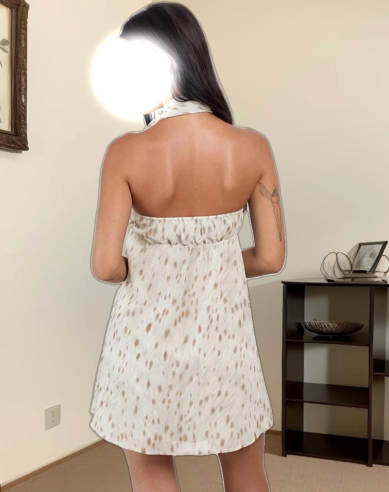 Yukio Bandeau Mini Dress in Ivory Bambi Print