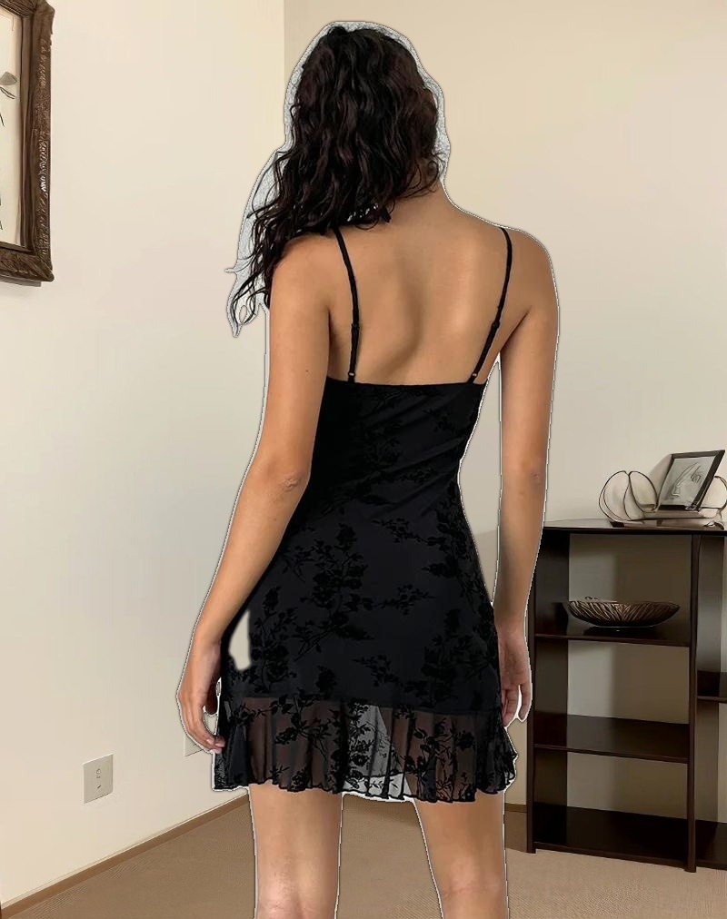 Micaya Mini Dress In Black Botanical Flower