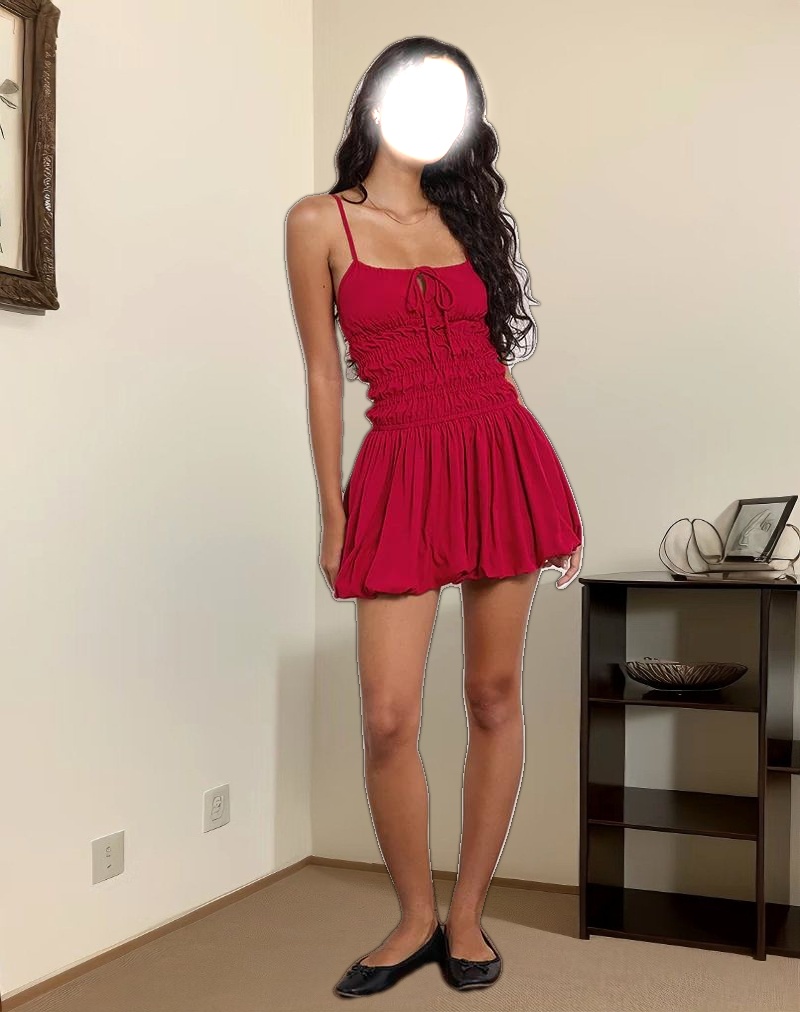 Rasmil Bubble Mini Dress in Adrenaline Red