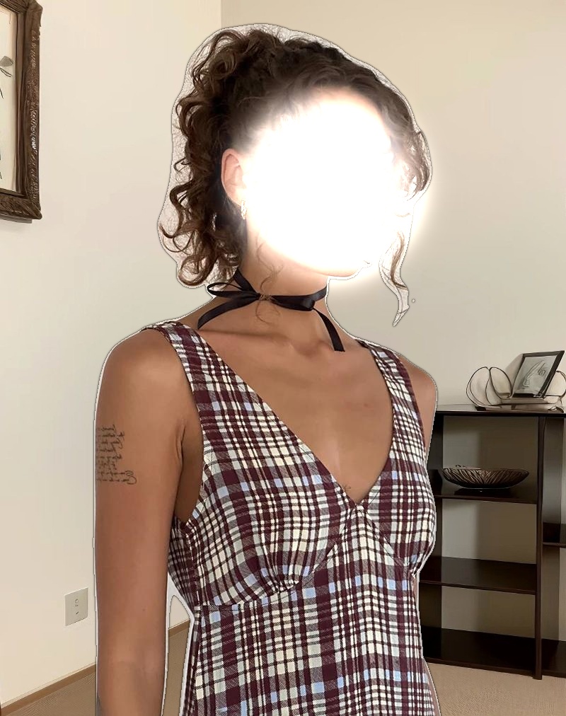 Liva Midi Dress in Multi Check Brown