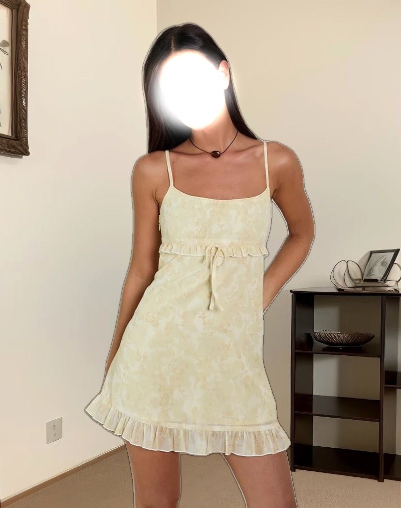 Liuka Mini Dress in Smudge Floral Yellow