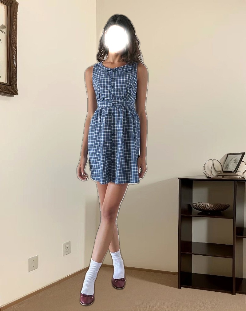 Sokasi Mini Dress in Navy Tartan