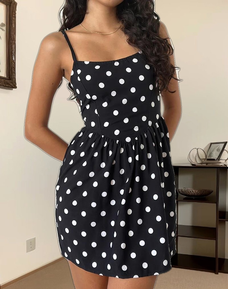 Ramana Mini Dress in 80s Polka Black