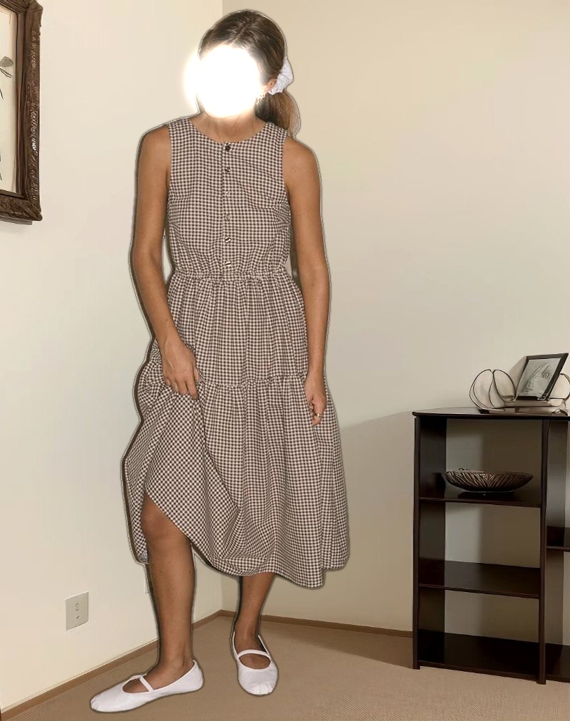 Galuh Smock Dress in Mini Brown Gingham