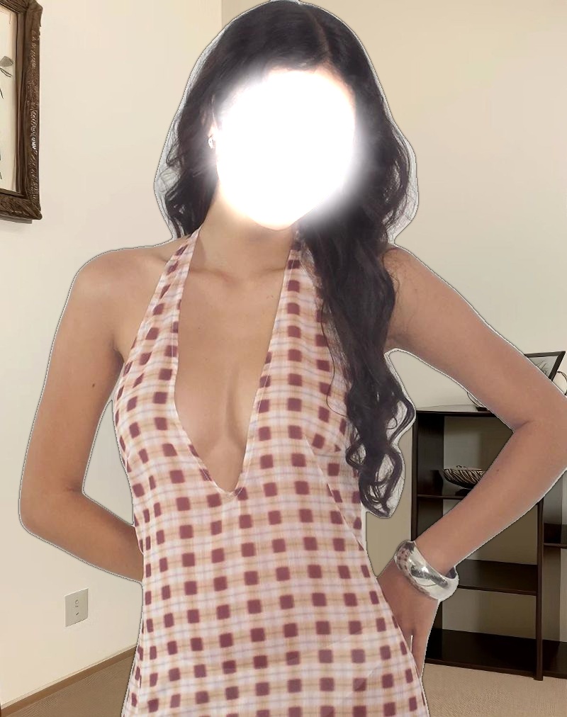 Driti Maxi Dress in Chiffon Blurred Check Peach