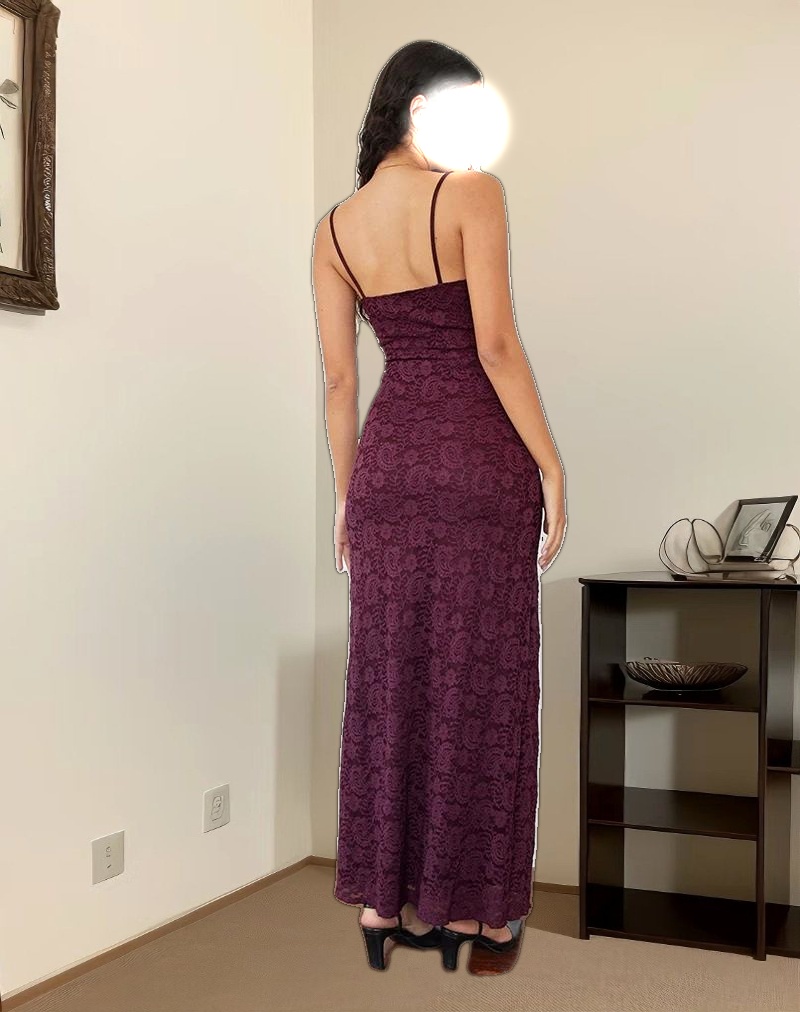 Darsih Cami Maxi Dress in Paisley Lace Burgundy