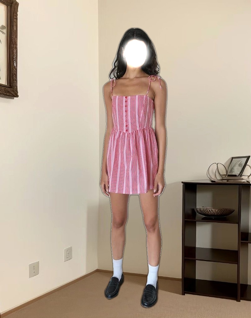 Kesyani Mini Dress in Vertical Pink Stripe