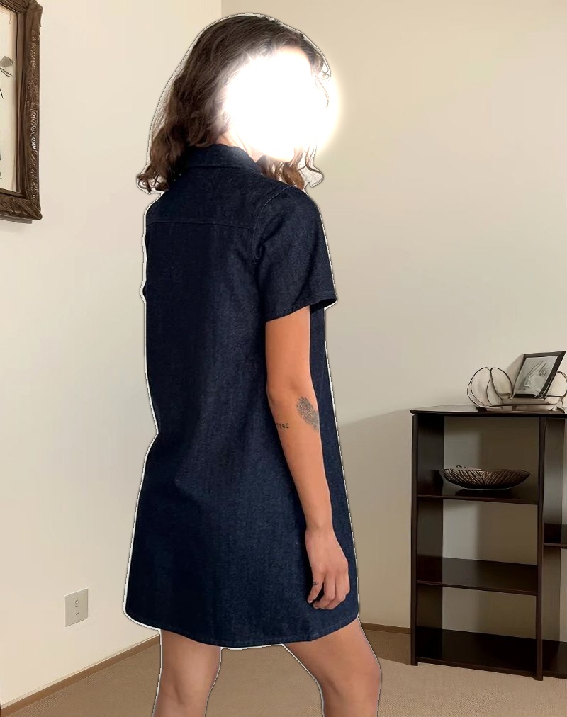 Reiga Smock Mini Dress in Denim Indigo