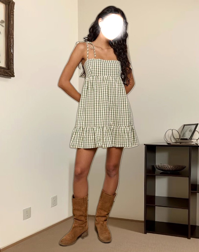 Nikita Mini Dress in Green Check