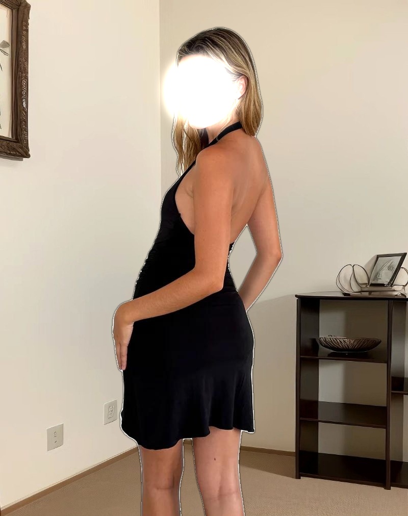 Kyrie Halterneck Wrap Dress in Slinky Black