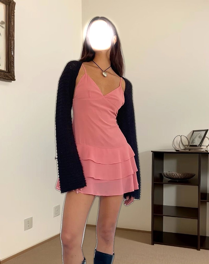 Riasi Mini Dress in Chiffon Blush