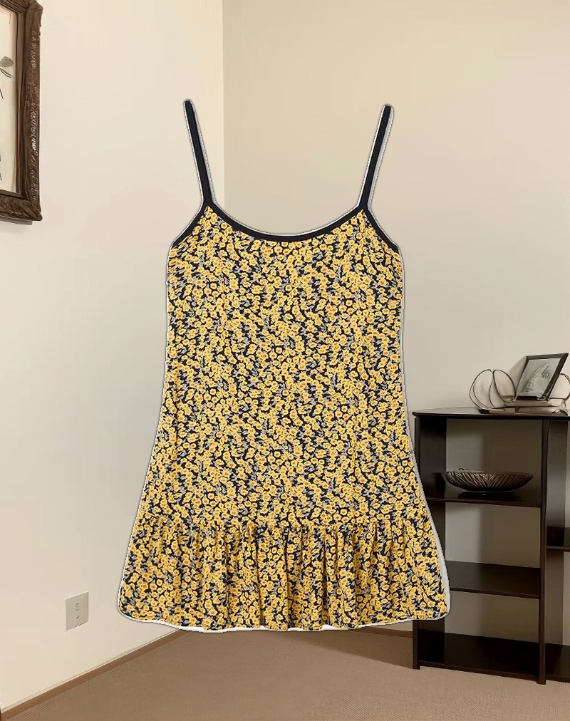 Marige Roundneck Mini Dress in Mini Bloom Yellow