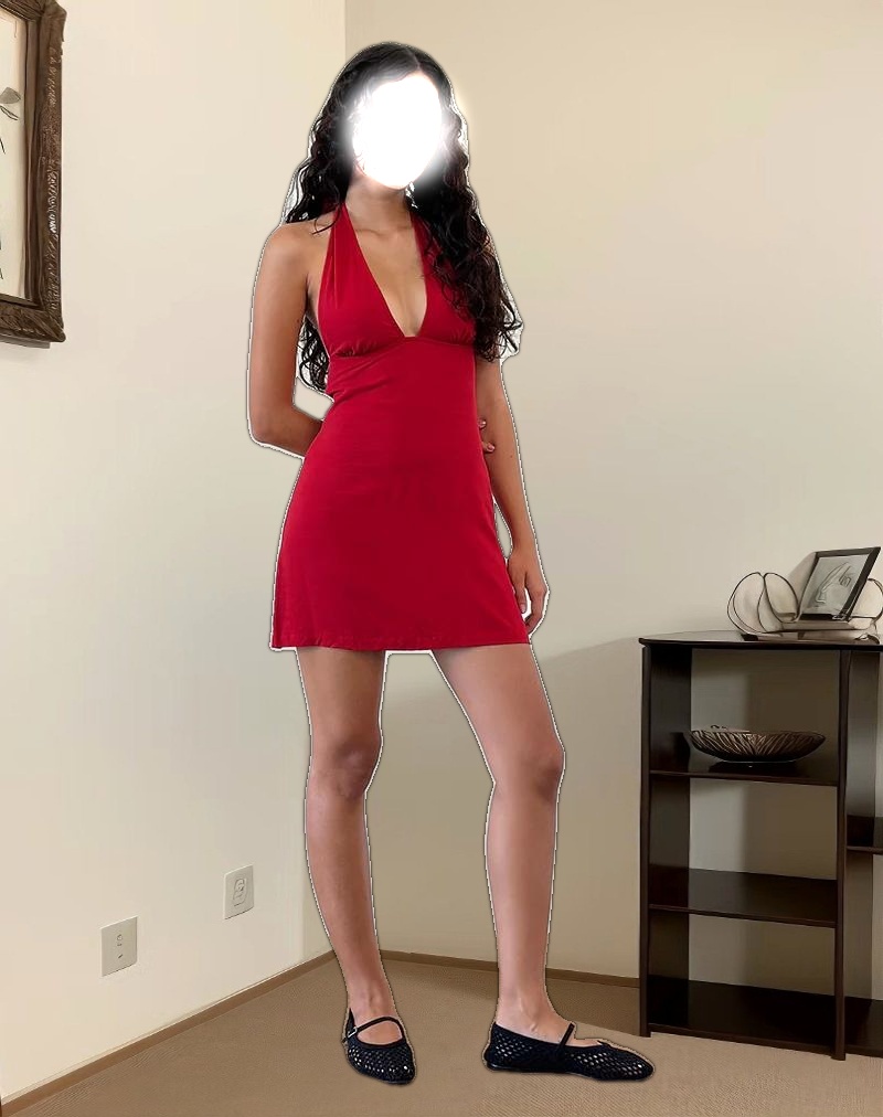 Leana Mini Dress in Private Slub Adrenaline Red