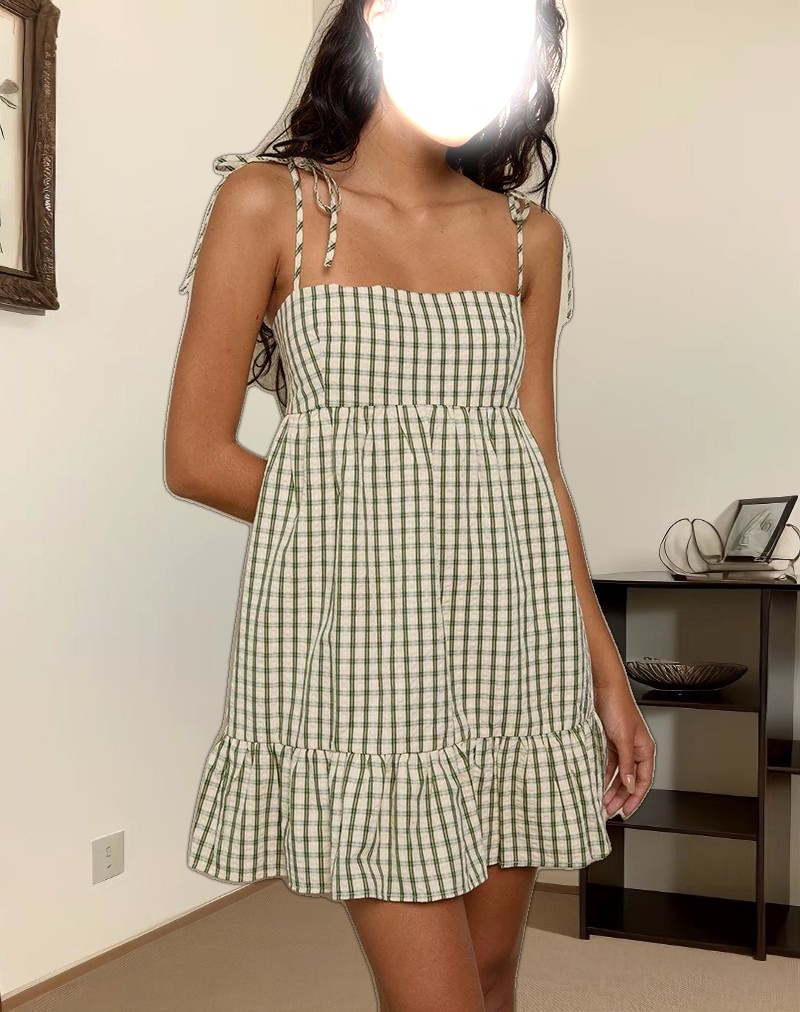 Nikita Mini Dress in Green Check