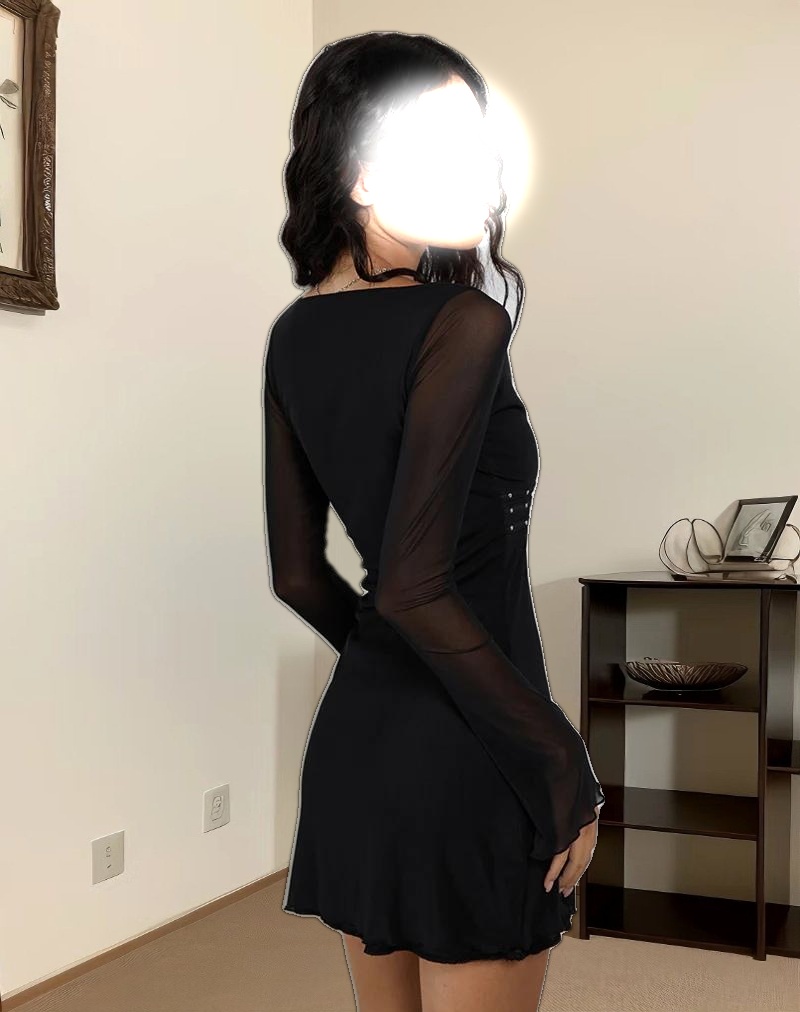 Xaviera Plunge Dress in Black