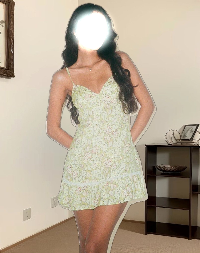 Tatavi Mini Dress in Blooming Lily Green