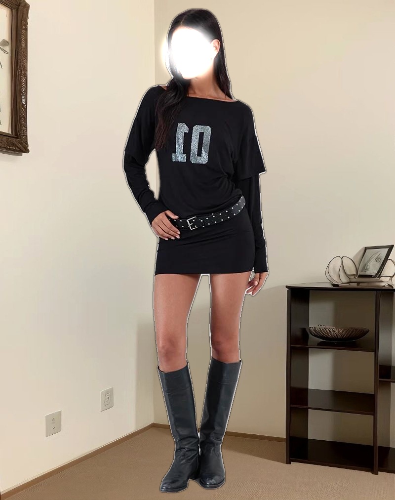 Jionni Sweater Dress in Hotfix Black