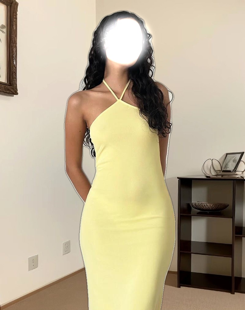 Ribka Midi Dress in Mesh Lemon