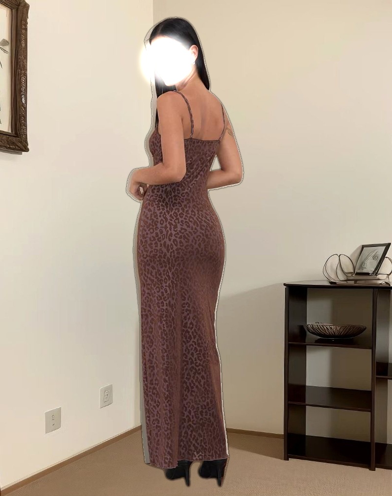 Darsih Maxi Dress in Rar Leopard Flock Chocolate