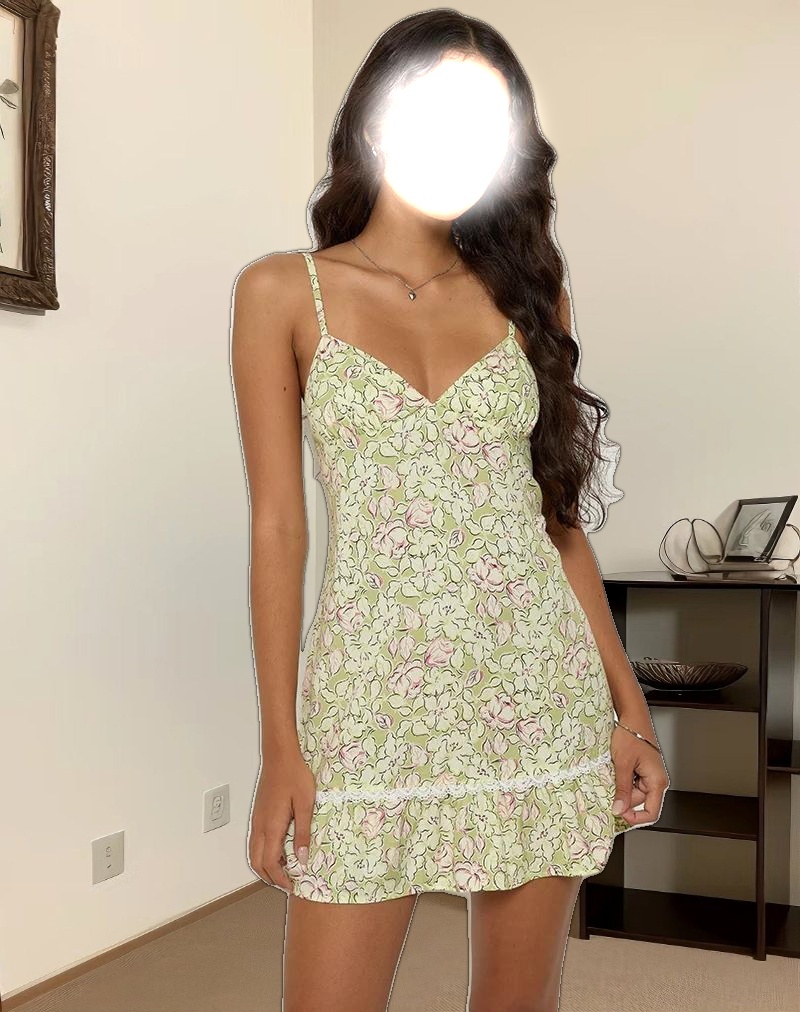 Tatavi Mini Dress in Blooming Lily Green