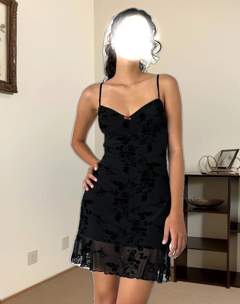 Micaya Mini Dress In Black Botanical Flower