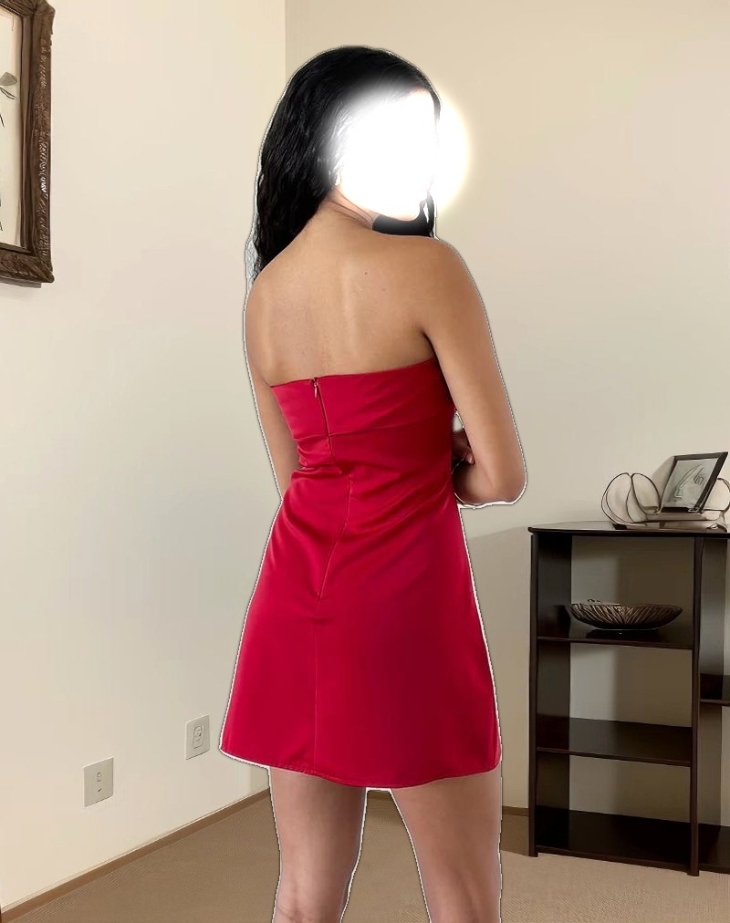 Ninivala Dress in Red with Black Rosette