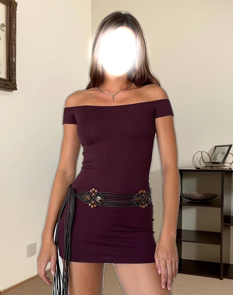 Ciya Mini Dress in Thick Rib Oxblood