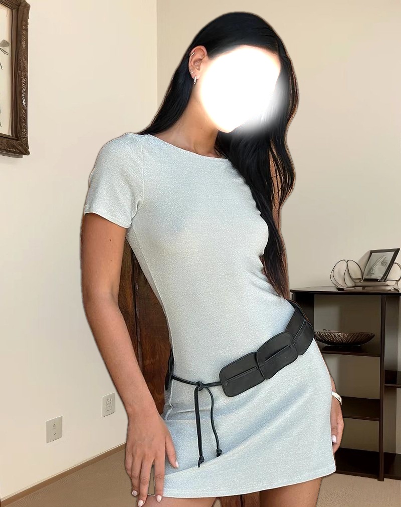 Leora Mini Dress in Silver Mink