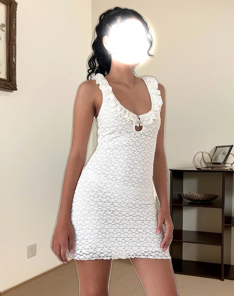 Elliana Mini Dress in Krisan Lace White