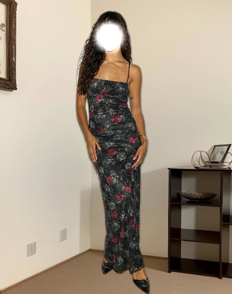 Darsih Maxi Dress in Lace Midnight Bloom