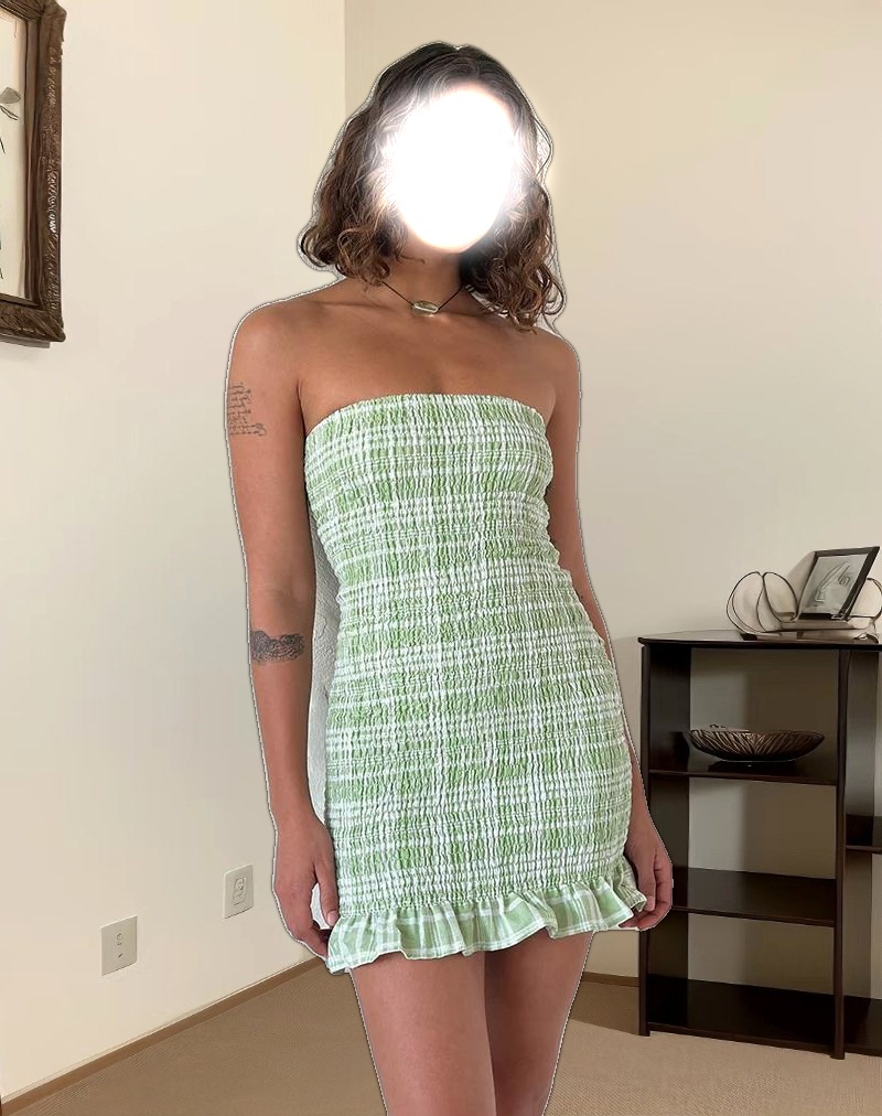 Takiyo Mini Dress in Table Cloth Neo Mint