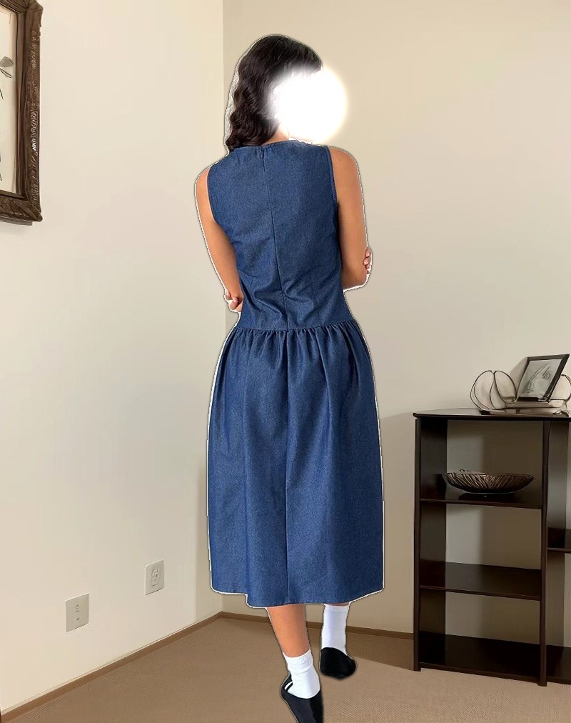 Uretta Maxi Dress in Denim Indigo