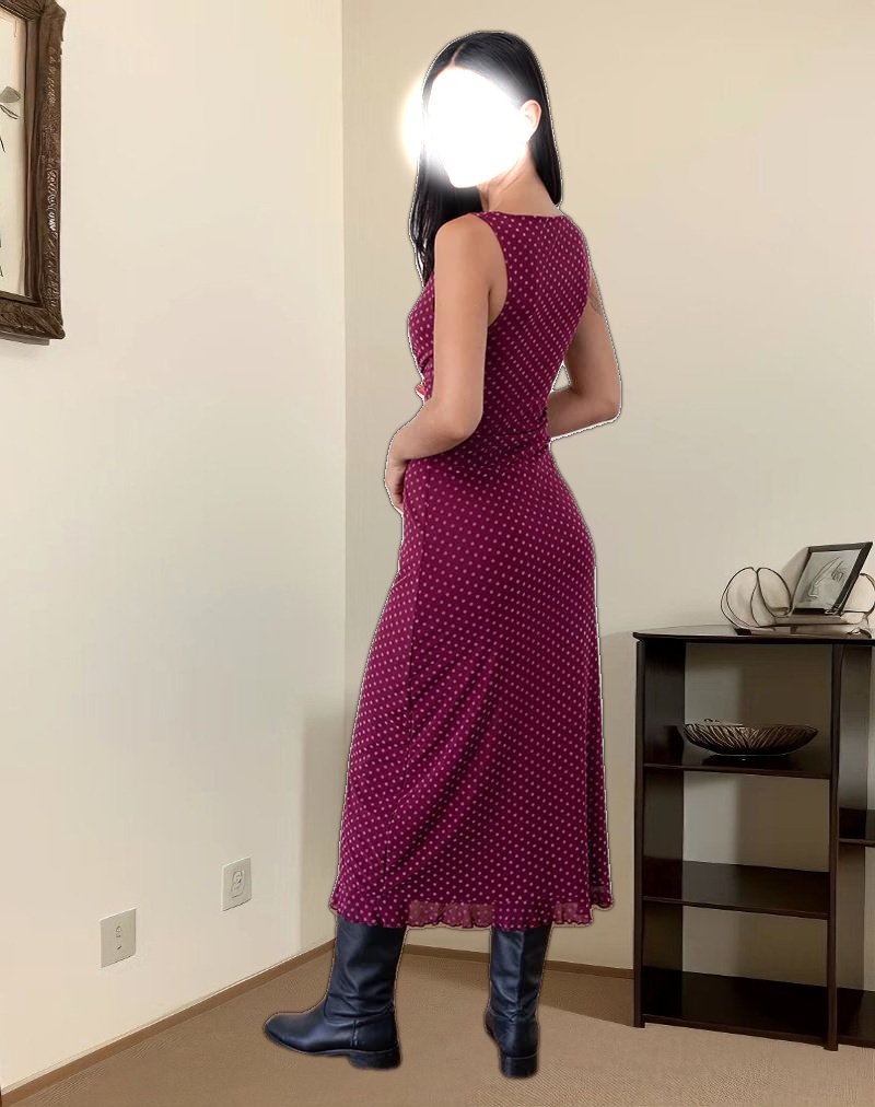 Gabriella Dress in Basic Polka Flock Berry