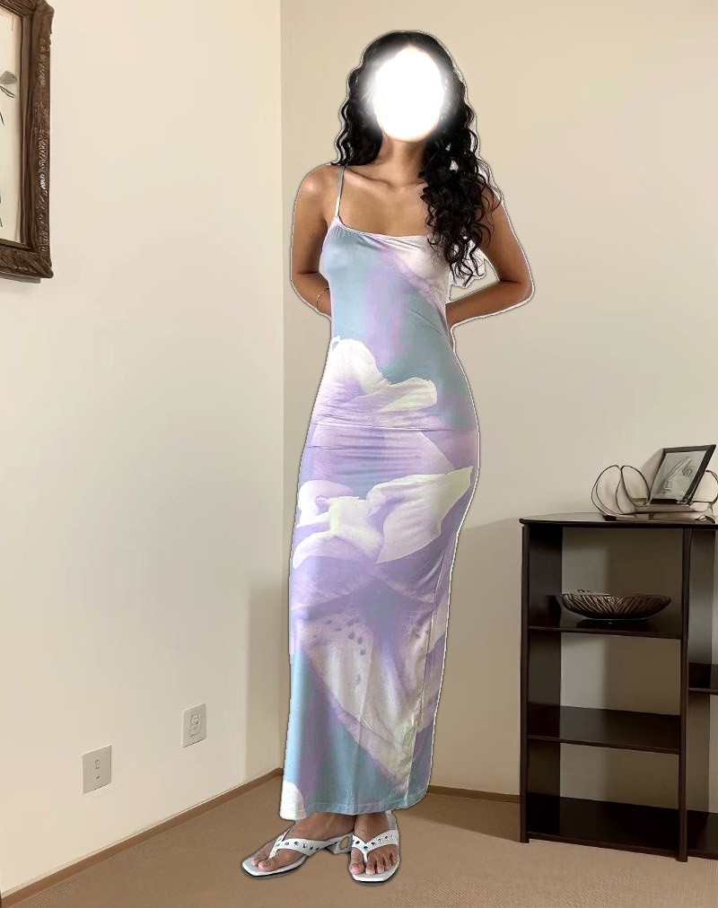 Norila Cami Maxi Dress in Slinky Orchid Petals Lilac