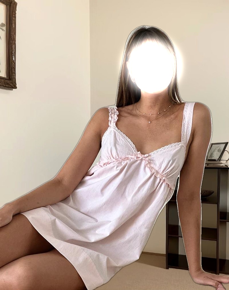 Melda Tea Mini Dress in Poplin Light Pink