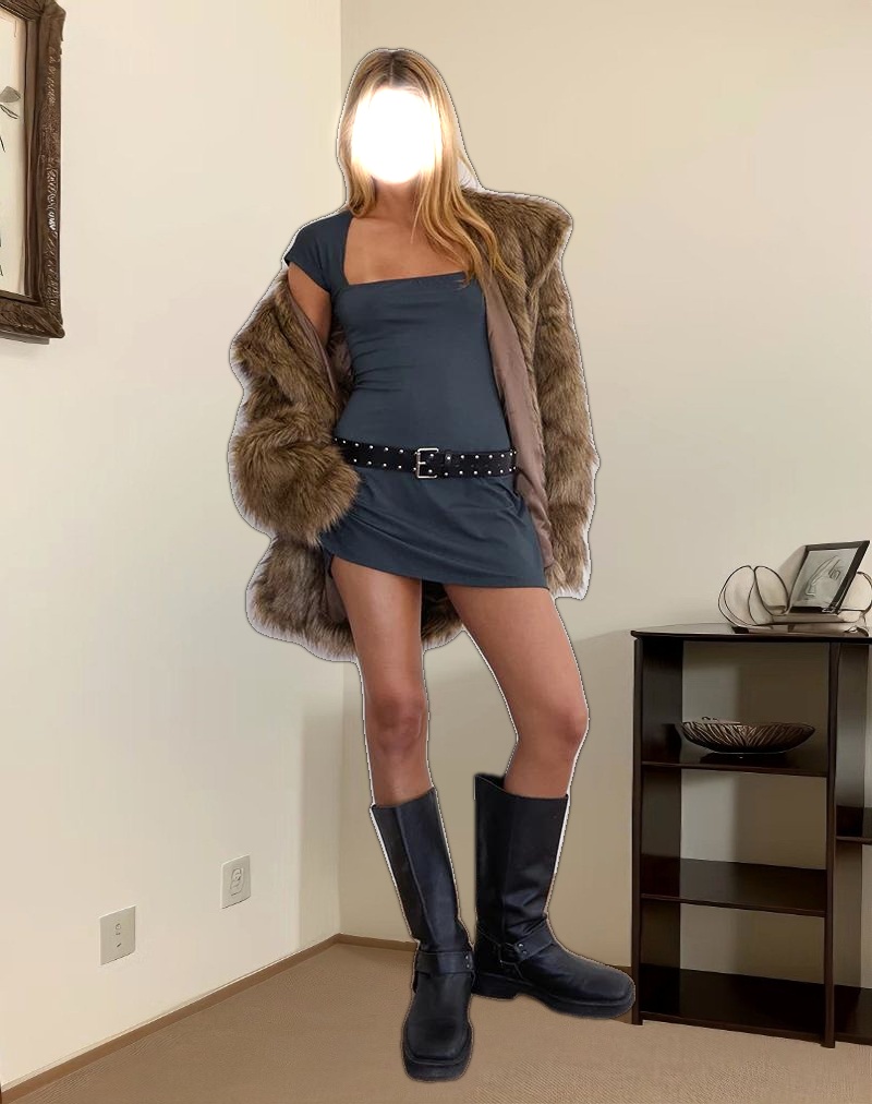 Keitha Mini Dress in Jersey Ocean Storm